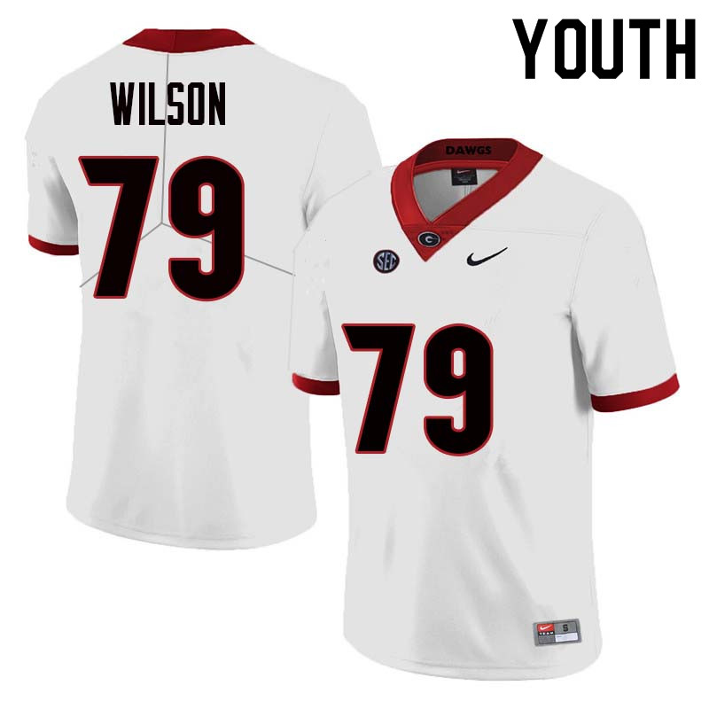 Youth Georgia Bulldogs #79 Isaiah Wilson College Football Jerseys Sale-White - Click Image to Close